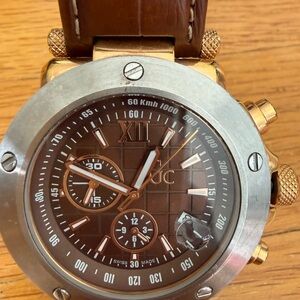 Guess Collection Wacht men unisex Gold and Brown Watch with Silver Accents